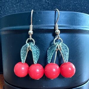 Cherry Red Dangle Earrings